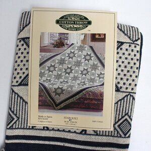 NWT Cotton Fields Starquilt 100% Cotton Throw 50 in x 60 in With Fringe